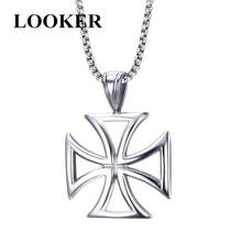 Mens Necklace Stainless Steel Vintage Hollow Knights Templar Iron Cross Pendant Necklace for Men Biker Maltese Cross Jewelry 2024 - buy cheap