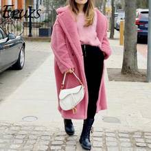 Pink Long Teddy Bear Jacket Coat Women Winter 2019 Thick Warm Oversized Chunky Outerwear Overcoat Women Faux Lambswool Fur Coats 2024 - buy cheap