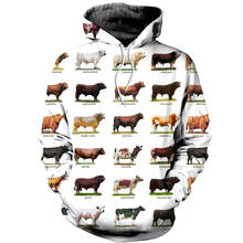 Sudadera con capucha para hombre y mujer, ropa con estampado 3D de vaca, con cremallera, informal, a la moda 2024 - compra barato