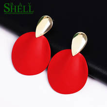 Shell bay Boho Korean Jewelry metal long Earrings For Women Fashion Round Geometric Punk Gold Earrings Modern Jewelry 2024 - buy cheap