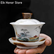 160ml artesanal de cerâmica chinesa para chá, artesanal teacup pintado à mão flores e pássaros padrão chá tureen acessórios ao ar livre acessórios bebidas 2024 - compre barato