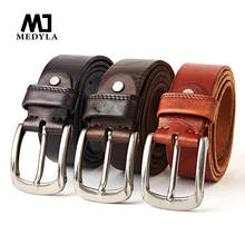 Cinturones de cuero para hombres, correa de cintura con hebilla de Pin Vintage, cinturón de cuero de vaca, Dropshipper 2024 - compra barato
