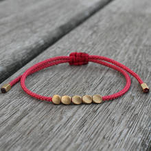 Étnico tibetano cobre grânulo charme pulseira sorte corda vermelha trançado ajustável amizade pulseiras para mulheres presente de jóias 2024 - compre barato