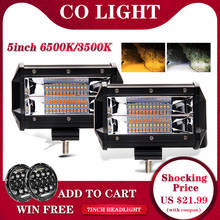 Barra de luz LED estroboscópica de CO LIGHT, lámpara de conducción de 5 pulgadas, 72W, 12V, 24V, para camión, SUV, ATV, 4x4, 4WD, Lada, 3000K, 6500K 2024 - compra barato