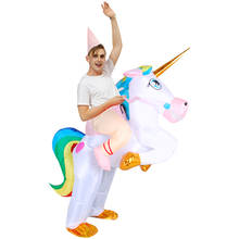 Disfraz inflable de unicornio para adulto, traje de montar a caballo para fiesta de Halloween, cosplay, Carnaval, Navidad, disfraz de Mascota 2024 - compra barato