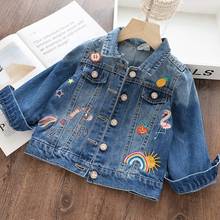 Melario jaqueta jeans infantil feminina, casaco bordado com flores manga comprida casaco infantil para bebês outono 2024 - compre barato