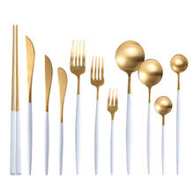 Conjunto de talheres de aço inoxidável conjunto de talheres de ouro de luxo jantar faca garfo utensílios de cozinha acessórios 2024 - compre barato