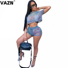 VAZN GOFN16074 chic design 2019 summer sexy lady 2 colors short set short sleeve tees colorful shorts springy set 2-piece sets 2024 - buy cheap