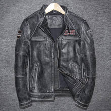 Chaqueta De cuero genuino Vintage para hombre, chaqueta delgada De cuero De vaca para motocicleta coreana, 5680-1 YY999 2024 - compra barato