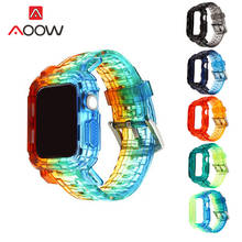 Correa deportiva de resina colorida para Apple Watch, 4, 5, 6, 38mm, 42mm, 40mm, 44mm, Correa transparente de repuesto, funda protectora para iwatch 123 2024 - compra barato