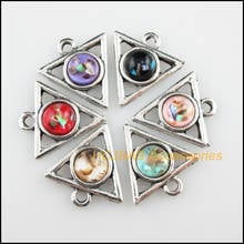 12 New Shivering Resin Pendants Triangle Mixed Charms Tibetan Silver 19.5x21mm 2024 - buy cheap