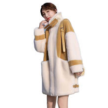 Faux fur coat women yellow white loose 2020 autumn winter new fashion long sleeve pocket thick warmth fur jacket LR861 2024 - buy cheap