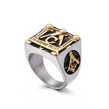 European and American vintage Masonic elements ring gold casting stainless steel ring men's jewelry 2024 - buy cheap