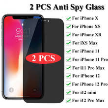 2Pcs Privacy Tempered Glass For iPhone 11 Pro Max Anti Spy Screen Protector For iPhone 12 12MINI pro Max X XS Protective Glass 2024 - buy cheap