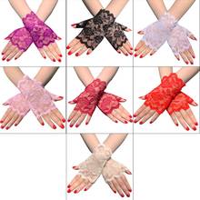 Женские летние перчатки без пальцев с цветочным кружевом и УФ-защитой 2024 - купить недорого