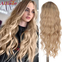 AILIADE Long Wavy Womens Wig Natural Part Side Hair Ombre Synthetic Wigs Platinum/Blonde/Pink Heat Resistant Cosplay Wigs 2024 - buy cheap