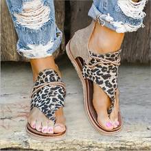 Новые женские сандалии с леопардовым принтом, летние женские туфли на плоской подошве, большие размеры 2024 - купить недорого