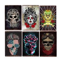 Placas vintage de metal com caveira mexicana, placas retrô para parede, decoração de bar, café, decoração decorativa para casa, 20x30cm 2024 - compre barato