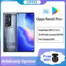 Смартфон Oppo Reno 5 Pro + Plus, Оригинальный сотовый телефон с 5G, экран 6,55 дюйма, 90 Гц, 50 МП, 65 Вт, быстрая зарядка, Snapdragon865, беспроводная гарнитура 2024 - купить недорого