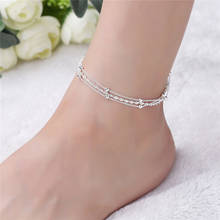 Многослойные плетеные ножные браслеты, цепочка для ног из стерлингового серебра 925 пробы, Модные женские ювелирные изделия 2B252 2024 - купить недорого