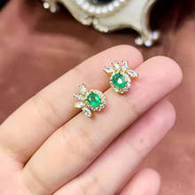 Natural Emerald Flower Pattern Earrings S925 Pure Silver Fine Luxurious Wedding Charm Jewelry for Women Free Shipping MeiBaPJ FS 2024 - buy cheap