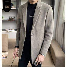 2021 новый стиль, зимнее теплое шерстяное пальто для мужчин/мужской стройная фигура длинные стройная фигура повседневная шерстяная куртка человек Тренч цвета: черный, хаки, M-4XL 2024 - купить недорого