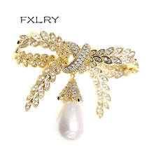 FXLRY-broche con personalidad para mujer, accesorio de moda con incrustaciones de perlas de circonita AAA, lazo para traje, abrigo 2024 - compra barato
