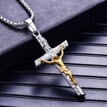 Pingente de cruz cristã inri, de aço inoxidável 316l, de alta qualidade, colar de cruz de jesus para oração, joia religiosa 2024 - compre barato