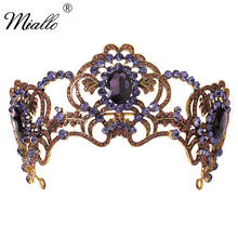 Miallo Purple Rhinestone Tiaras and Crowns Crystal Bridal Wedding Hair Jewelry Hair Accessories for Women Party Headpiece Gift 2024 - buy cheap
