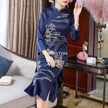 Cheongsam vestido chinês bordado feminino, festa de casamento, noite, estilo vintage e elegante, qipao, 2021 2024 - compre barato