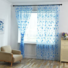 Flower Tulle Door Window Curtain Drape Panel Sheer Scarf Valances Drapes In Living Room Home Decor Sheer Voile Valances CD 2024 - buy cheap