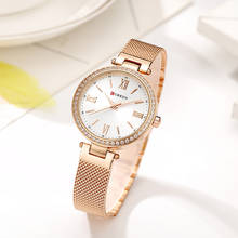 Curren relógio de ouro rosê feminino, relógio pulseira de aço inoxidável para mulheres 2020 2024 - compre barato