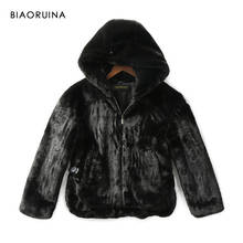 BIAORUINA, Женское пальто из искусственного меха, теплое, зимнее, с капюшоном, женское, толстое, свободное, мохнатое, модная верхняя одежда, на молнии, высокое качество 2024 - купить недорого
