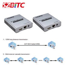 SZBITC HDMI удлинитель Каскадный петля выход 4 к через Cat5e/6 Ethernet кабель 120 м HDMI передатчик приемник с ИК 2024 - купить недорого