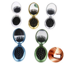 Portable Round Pocket Small Size Travel Massage Folding Comb Girl Hair Brush With Mirror Styling Tools 2024 - buy cheap