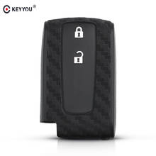 KEYYOU-funda de silicona de fibra de carbono para llave de coche, accesorios para Toyota Prius Crown Avensis Verso, mando a distancia, llavero 2024 - compra barato