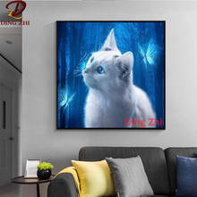 Completo quadrado/redondo animal de pintura de diamante diy gato borboleta elfo ponto cruz 5d bordado artesanato de resina presente de artesanato 2024 - compre barato