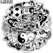 50pcs Black and White Series Sticker Graffiti Rock Funny Waterproof Stickers for DIY Luggage Laptop Guitar Motorcycle Stickers 2024 - buy cheap