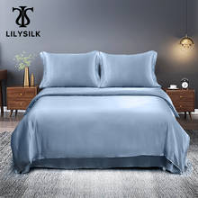 LilySilk-Juego de ropa de cama de seda 100, funda nórdica sin costuras de lujo, bajera sábana, fundas de almohada Oxford, 19 Momme, 4 Uds. 2024 - compra barato