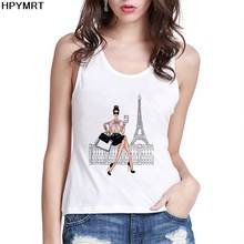 Camiseta con estampado de la Torre Eiffel de París para mujer, remera Harajuku sin mangas, ropa de calle informal sin mangas, Top de talla grande para mujer 2024 - compra barato