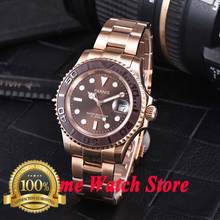 Parnis 42mm Miyota 8215 japaness 5ATM Automatic men's watch sapphire glass gold plated case Coffee dial luminous ceramic bezel 2024 - buy cheap