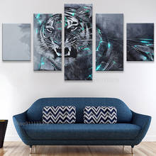 Bedroom Or Living Room Wall Decor 5 Pieces HD Printing Fierce Tiger Animals Pictures Canvas Modular Posters Framed Paintings Art 2024 - buy cheap