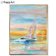 Pintura al óleo de paisaje marino para decoración del hogar, 100% pintado a mano, imagen de Paisaje del mar de Amanecer hecho a mano, pintura al óleo para pared 2024 - compra barato