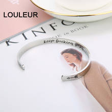 LOULEUR 6mm Width keep buck going on Stainless Steel Bangle Lettering Jewelry Fashion Punk Men Jewelry Bracelet Lettering Carved 2024 - buy cheap