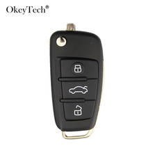Okeytech 3 botões de substituição remota caso escudo da chave do carro para audi a2 a3 a4 a6 a6l a8 q7 tt flip dobrável chave sem corte lâmina 2024 - compre barato