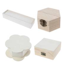 Caja de madera Natural 83XC, caja de lápices de almacenamiento de joyas de madera lisa sin terminar, artesanía artesanal 2024 - compra barato