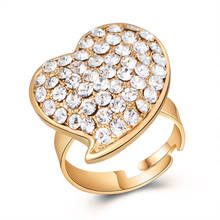 Hesiod-anillo redondo ajustable con forma de corazón de cristal para mujer, sortija de boda, fiesta de compromiso, brillante 2024 - compra barato
