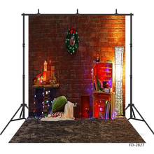 Guirnalda de pared de ladrillo rojo, Alfombra de Navidad, telón de fondo de vinilo, estudio fotográfico para niños, bebé, accesorios para sesión fotográfica en casa 2024 - compra barato