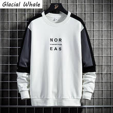 GlacialWhale Crewneck Sweatshirt Men Patchwork Casual Spring Japanese Streetwear Harajuku Oversized White Hoodie Men Sweatshirts 2024 - buy cheap