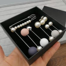 9PCS Simulated Pearl Brooches for Women Accessories Big Beads Safety Piercing Scarf Pins Clips Costume Jewelry In Gift Box 2024 - buy cheap